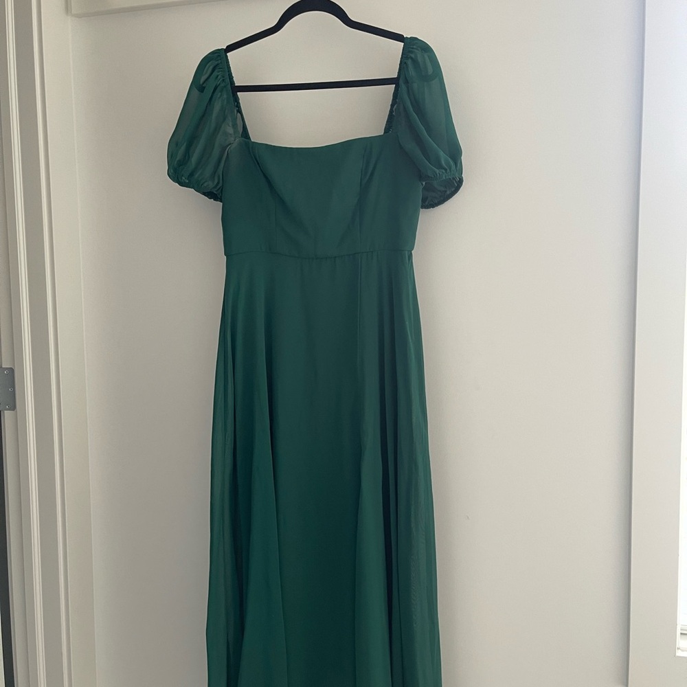Emerald Green Puff Sleeve Maxi Dress